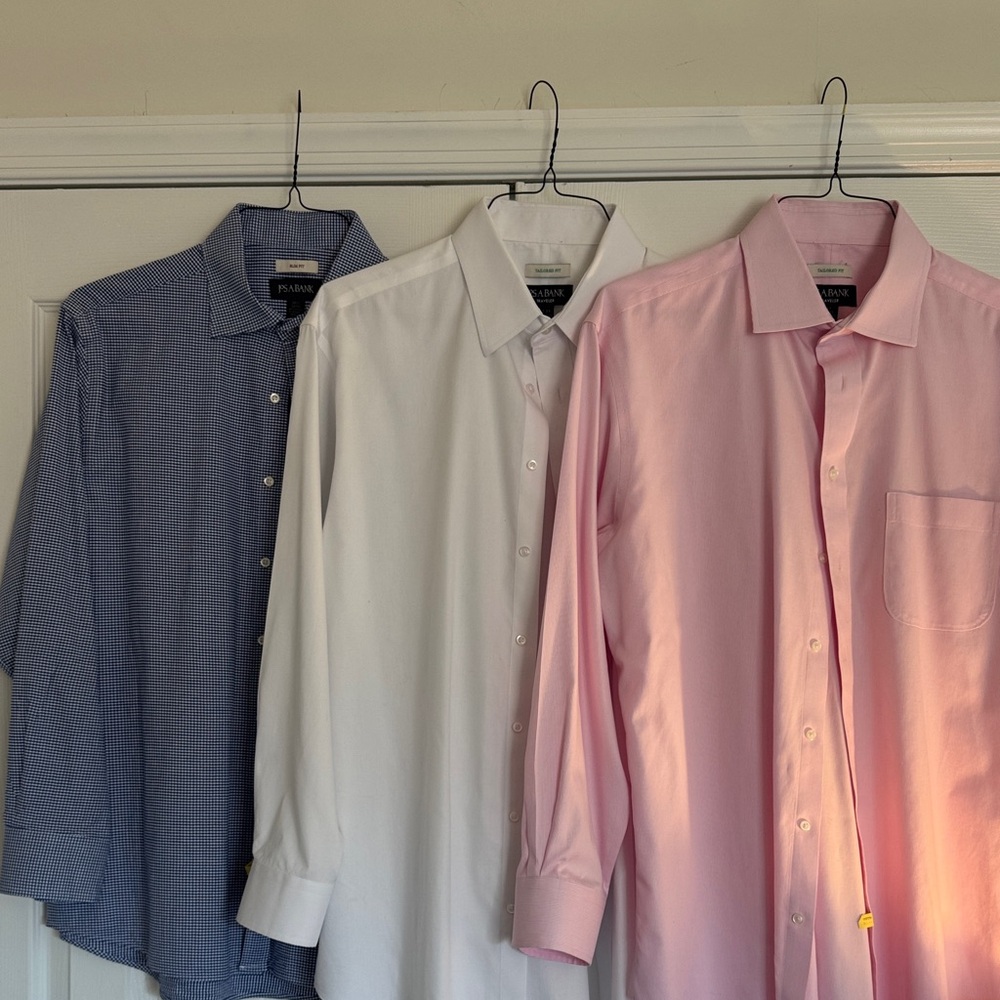 Jos. A. Bank Men's Dress Shirts - Blue Checkered, White, Pink Pinstripe